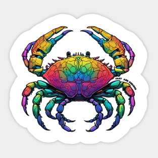 Fast and Curious Rainbow Exploration Crab Sticker